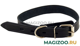 Ошейник для собак кожаный одинарный простой, черный, шир. 20 мм, ZooMaster (35 см)