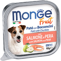 MONGE FRUIT DOG для взрослых собак паштет с лососем и грушей  (100 гр)