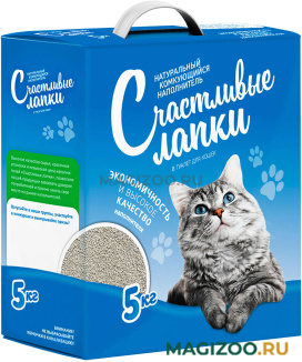 СЧАСТЛИВЫЕ ЛАПКИ – наполнитель комкующийся для туалета кошек коробка (5 кг)