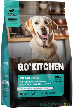 Сухой корм GO! KITCHEN GRAIN FREE беззерновой для пожилых собак всех пород четыре вида мяса (1,59 кг)