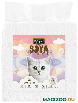 KIT CAT SOYA CLUMP CONFETTI наполнитель соевый биоразлагаемый комкующийся для туалета кошек с легким ароматом клубники (14 л)