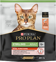 PRO PLAN CAT OPTISENSES STERILISED SALMON для взрослых кастрированных котов и стерилизованных кошек для поддержания органов чувств и мозга с лососем (0,4 кг)