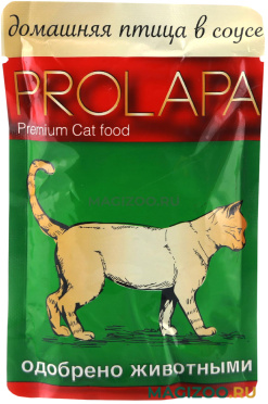 Влажный корм (консервы) PROLAPA PREMIUM для взрослых кошек с домашней птицей в соусе пауч (100 гр)