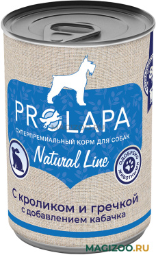 Влажный корм (консервы) PROLAPA NATURAL LINE для собак с кроликом, гречкой и кабачком (400 гр)