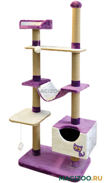 Комплекс для кошек многоуровневый Зооник фиолетовый мех/пенька 110 х 47 х 190 см (1 шт)