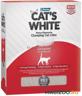 CAT'S WHITE NATURAL BOX наполнитель комкующийся для туалета кошек без ароматизатора коробка (10 л)