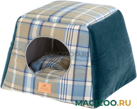 Домик трансформер для собак и кошек Ferplast Edinburgh с двусторонней подушкой синий 44 х 44 х 33 см (1 шт)
