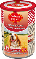 РОДНЫЕ КОРМА для взрослых собак гусиные кусочки в соусе по-старорусски (410 гр)