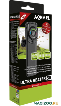 Терморегулятор плоский Aquael Ultra Heater 50 пластиковый ударопрочный для аквариума 15 - 50 л, 50 Вт (1 шт)