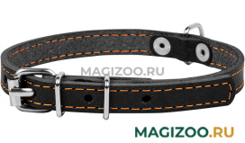 Ошейник кожаный для собак одинарный черный 20 мм 32 - 40 см Collar	 (1 шт)