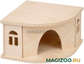 Домик для мелких грызунов Eco Угловой деревянный 13 х 13 х 8 см (1 шт)