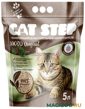 CAT STEP WOOD ORIGINAL наполнитель древесный комкующийся для кошачьего туалета (5 л)