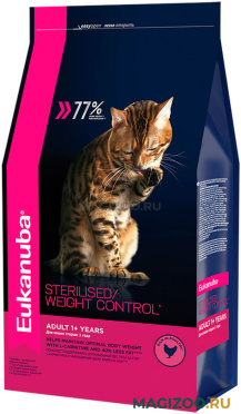 Сухой корм EUKANUBA CAT ADULT STERILISED/WEIGHT CONTROL диетический для взрослых кошек, кастрированных и стерилизованных кошек с птицей (1,5 кг)