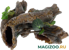 Декор грот для аквариума Коряга с растением, 24 х 11,5 х 18 см, BARBUS, Decor 032 (1 шт)
