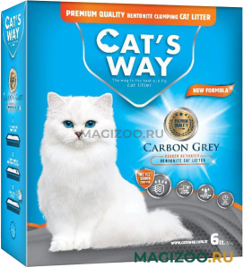 CAT'S WAY CARBON EFFECT наполнитель комкующийся для туалета кошек с добавление активированного угля (6 л)