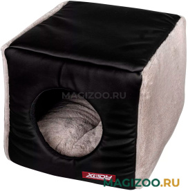 Домик для собак и кошек Xody Куб № 2 экокожа/мех серый 35 х 35 х 35 см (1 шт)