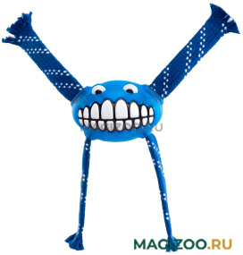 Игрушка для собак Rogz Flossy Grinz мяч с пищалкой и веревками малый синий FGR01B (1 шт)