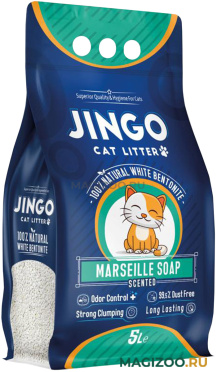JINGO MARSAILLE SOAP наполнитель комкующийся для туалета кошек с ароматом марсельского мыла (5 л)