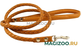 Поводок кожаный для собак плетеный рыжий 5 мм 1,2 м ZooMaster (1 шт)