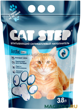 CAT STEP ARCTIC BLUE наполнитель силикагелевый впитывающий для туалета кошек (3,8 л)