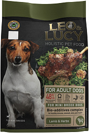 LEO&LUCY HOLISTIC для взрослых собак маленьких пород с ягненком, травами и биодобавками (0,8 кг)
