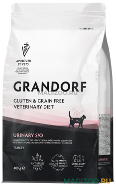 Сухой корм GRANDORF GLUTEN&GRAIN FREE VETERINARY DIET CAT URINARY S/O диетический корм для взрослых кошек при мочекаменной болезни (0,4 кг)