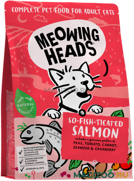 Сухой корм MEOWING HEADS Фиш-гурман для взрослых кошек с лососем, курицей и рисом  (0,45 кг)