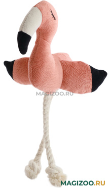 Игрушка для собак Mr.Kranch Фламинго с канатом и пищалкой персиковый 24 х 13,5 х 6 см (1 шт)