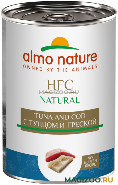 Влажный корм (консервы) ALMO NATURE DOG HFC NATURAL для взрослых собак с тунцом и треской (340 гр)
