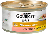 GOURMET GOLD для взрослых кошек с лососем и цыпленком в соусе (85 гр)