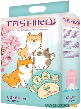 Пеленки впитывающие одноразовые для животных с ароматом сакуры Toshiko 60 х 60 см 30 шт (1 шт)