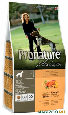 Сухой корм PRONATURE HOLISTIC DOG ADULT ALL BREEDS NO GRAIN беззерновой для взрослых собак всех пород с уткой и апельсином (13,6 кг)