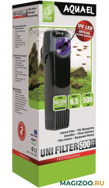 Фильтр внутренний AQUAEL UNI FILTER 500 UV POWER со стерилизационной насадкой для аквариума 100 - 200 л 500 л/ч, 5 Вт (1 шт)