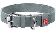Ошейник кожаный для собак одинарный серый 20 мм 30 – 39 см Collar Waudog Classic (1 шт)
