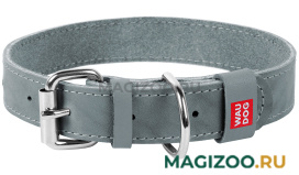 Ошейник кожаный для собак одинарный серый 20 мм 30 – 39 см Collar Waudog Classic (1 шт)