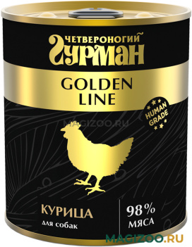 Влажный корм (консервы) ЧЕТВЕРОНОГИЙ ГУРМАН GOLDEN LINE для взрослых собак с курицей натуральной в желе (340 гр)