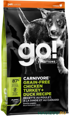 Сухой корм GO! SOLUTIONS CARNIVORE беззерновой для щенков всех пород 4 вида мяса с индейкой, курицей, лососем и уткой (10 кг)