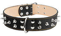 Ошейник кожаный для собак двойной с шипами черный 45 мм 56 – 68 см Collar	 (1 шт)