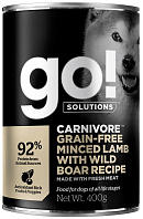 GO! SOLUTIONS CARNIVORE беззерновые для собак и щенков с рубленым ягненком и мясом дикого кабана  (400 гр)