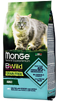 MONGE BWILD GRAIN FREE CAT ADULT COD FISH беззерновой для взрослых кошек с треской, картофелем и чечевицей (1,5 кг)