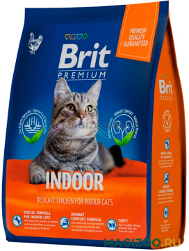 Сухой корм BRIT PREMIUM CAT INDOOR для взрослых кошек живущих дома с курицей (2 кг)