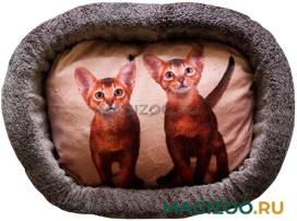 Лежак для кошек PerseiLine Rich Breed Дизайн № 5 принт 11 овальный 55 х 47 х 16 см  (1 шт)