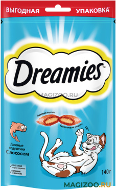 Лакомство DREAMIES для кошек подушечки с лососем (140 гр)