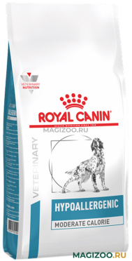 Сухой корм ROYAL CANIN HYPOALLERGENIC MODERATE CALORIE для взрослых собак при пищевой аллергии с умеренным содержанием калорий (7 кг)