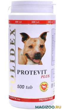 POLIDEX PROTEVIT PLUS витаминно-минеральный комплекс для собак для роста мышечной массы и повышения выносливости 500 табл в 1 уп (1 уп)