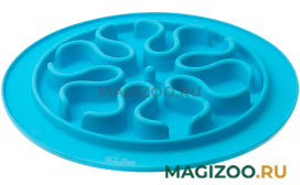 Миска силиконовая рельефная игровая для медленного поедания корма 24 см V.I.Pet Волны голубая (1 шт)