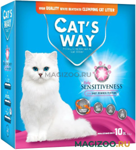 CAT'S WAY BABYPOWDER наполнитель комкующийся для туалета кошек с розовыми гранулами и ароматом детской присыпки (10 л)