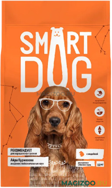Сухой корм SMART DOG для взрослых собак с индейкой (12 кг)
