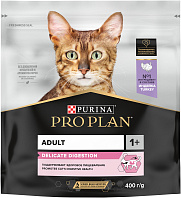 PRO PLAN DELICATE DIGESTION для взрослых кошек для чувствительного пищеварения с индейкой (0,4 кг)