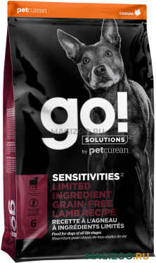 Сухой корм GO! SOLUTIONS SENSITIVITIES беззерновой для собак и щенков всех пород с чувствительным пищеварением с ягненком (2,72 кг)